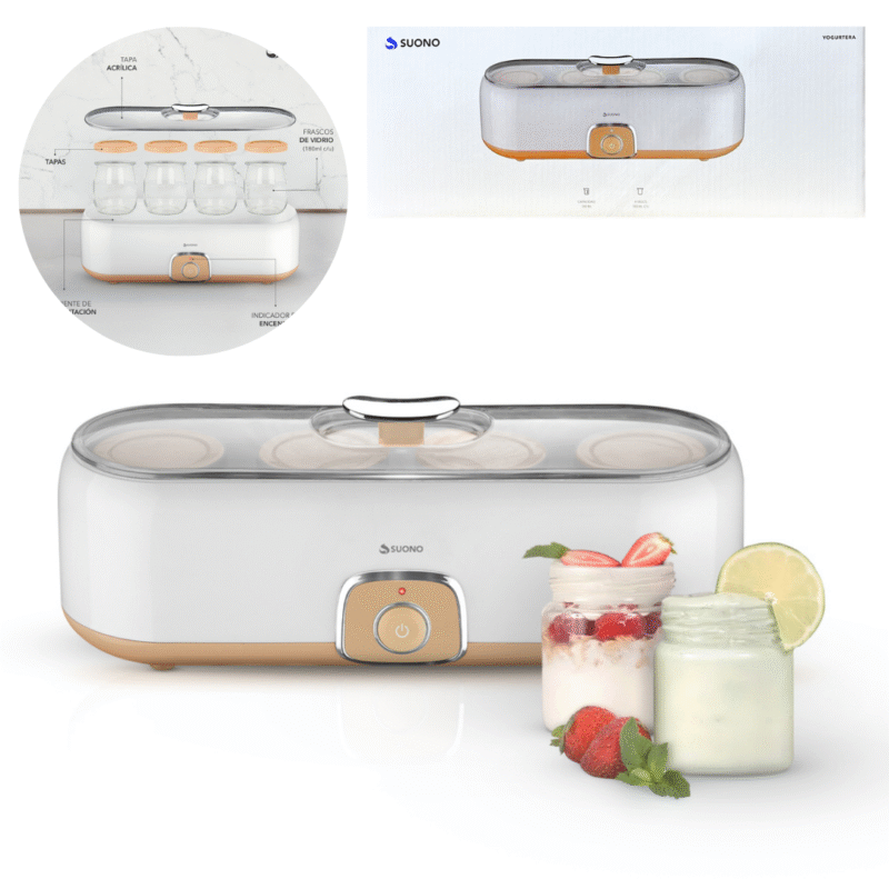 Yogurtera Eléctrica Suono 720 ml 4 Vasos de Vidrio de 180 ml HOG0342