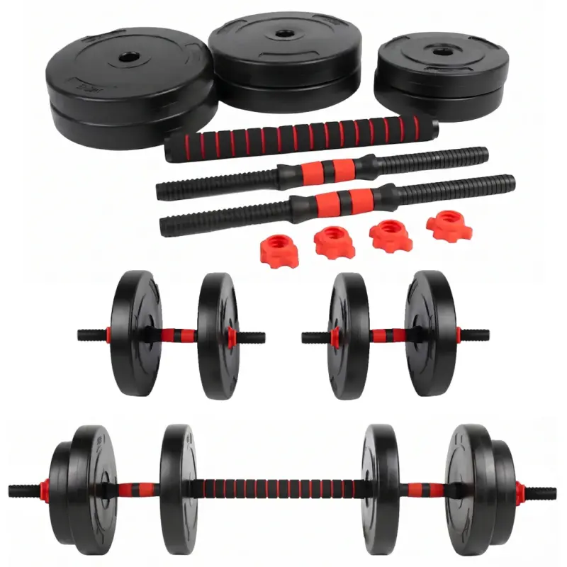 Kit Mancuernas Y Barra Tope A Rosca 20 Kg Discos Pvc OR-GY01