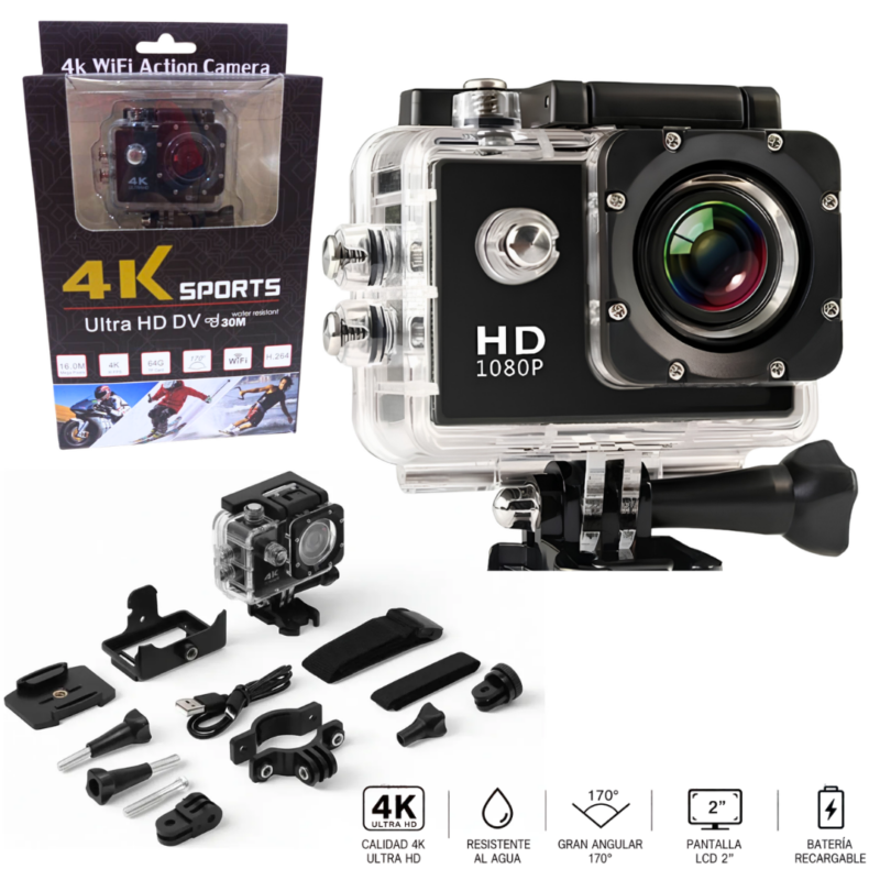 Cámara Ultra HD/DV 4K Sport Wifi impermeable D800S