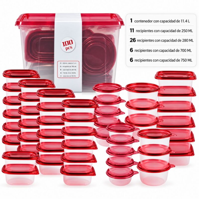 Set De Recipientes Hermeticos X100pcs Rh-196